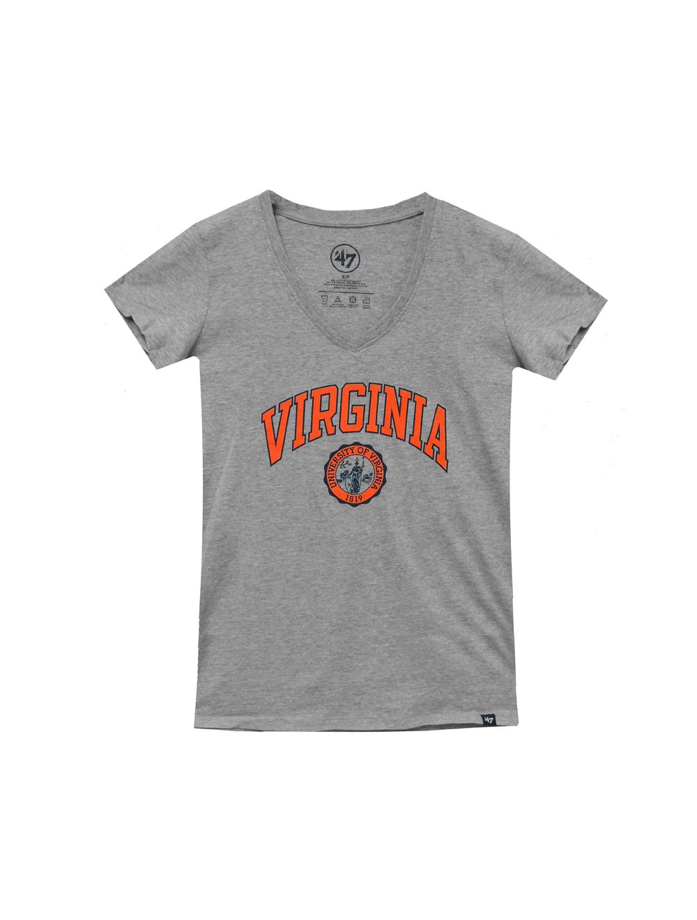 47 Brand Gray Ladies V-Neck T-Shirt with School Seal